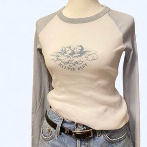 Brandy Melville Blue & White Ribbed Top